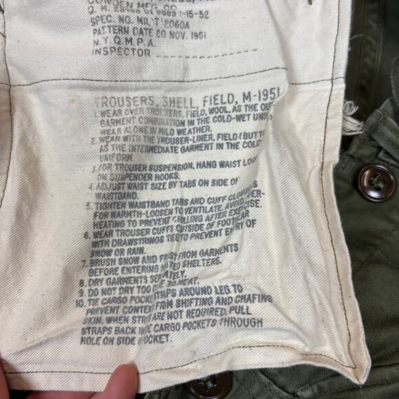 Vintage M-1951 Military Trousers Field Shell Cargo Pants Men's XL - Picture 6 of 12